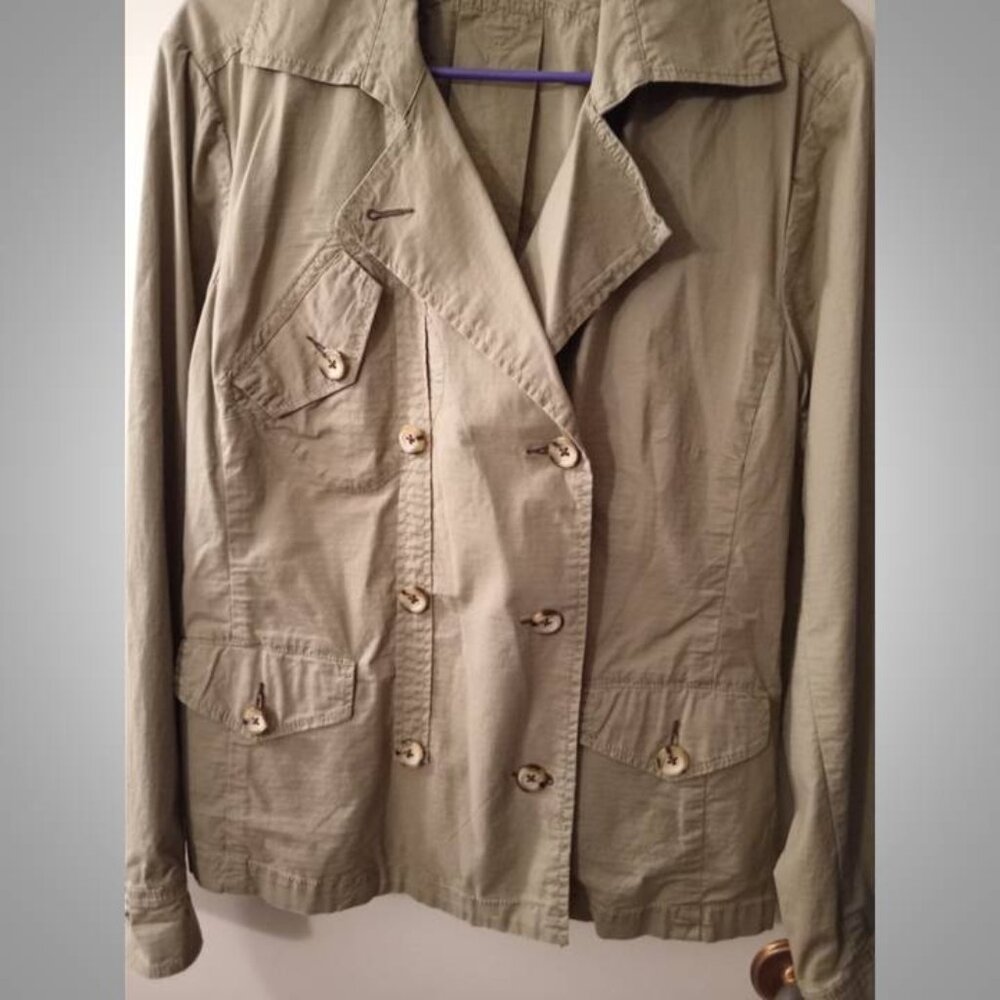 CAbi utility jacket coat size Large green/tan. - Picture 2 of 6